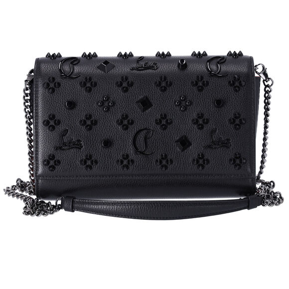Christian Louboutin Handbags - Christian Louboutin Paloma Clutch Crossbody Leather Black on Black Studded